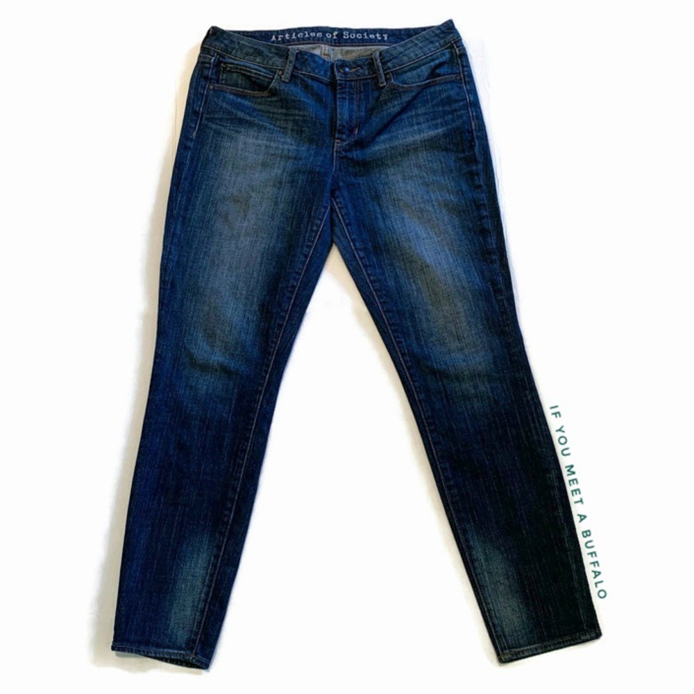Articles of Society Women’s 30 Sarah Skinny Jeans Brentwood Wash Dark Distressed